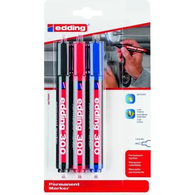 Produktbild von Edding Permanentmarker 300 3er-Blister sortiert