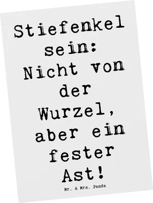 Produktbild von Mr. & Mrs. Panda Postkarte Spruch Stiefenkel - Weiß - Geschenk, Familienmitglieder, Familienzusammenhalt, Patchworkfamilie, Großeltern, Ansichtskarte, Familienbaum