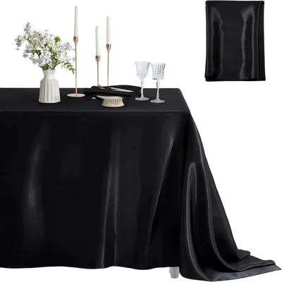 Productafbeelding van Satinede tafelkleed, rechthoekig, 152x213 cm, zwart, polyester