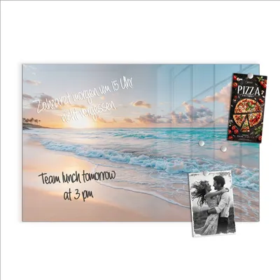 Produktbild von Magnettafel 60x40cm Pinnwand Whiteboard beschreibbar - Sonnenaufgang Strand