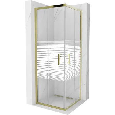 Obrázok produktu pre Mexen Rio štvorcová sprchová kabína 70 x 70 cm, pruhy, zlatá - 860-070-070-50-20