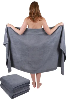 Produktbild von Betz 3-tlg. Set XXL Badetuch 100 x 180 cm DRESDEN Badetücher Saunatuch 100% Baumwolle  Farbe anthrazit