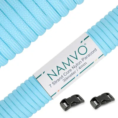 Produktbild von Namvo Fluoreszierendes Fallschirmschnur Paracord, 550 Paracord Mil Spec Typ III 7 Strang Fallschirm Schnur Gesamtlänge 100ft / 30 Meter - blau – Leuchtblau