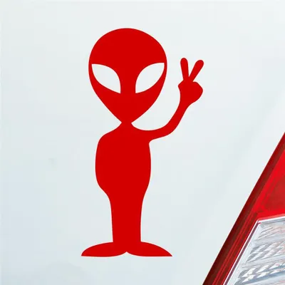 Produktbild von Auto Aufkleber Alien Außerirdischer All Comic Motorrad 12x7 cm Rot Sticker Heckscheibenaufkleber