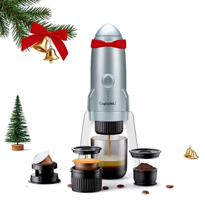 Tragbare Espressomaschine 3-in-1, 19 Bar, USB-C, für Kapseln & Pulver