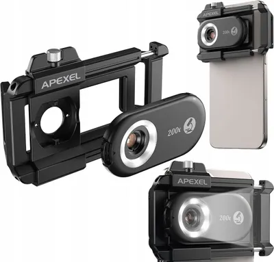 Zdjęcie produktu dla Obiektyw MIKROSKOP CYFROWY 200x z filtrem CPL do Telefonu Smartfona Telefon / APL-MS200