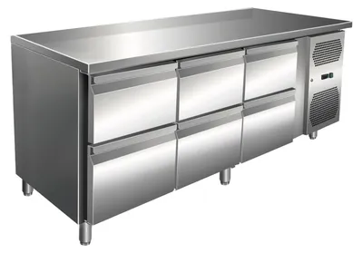 Produktbild von Gastro Kühltisch | Kühltheke Edelstahl | 464 Liter | 6 Schubladen | -2 bis +8°C
