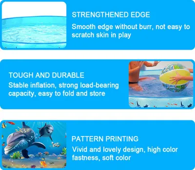 Image de 152 * 25cm / 59.8 * 9.8in Piscine d'extérieur pour enfants Piscines portables pliables de forme ronde pour les enfants Toddles Summer Water Game