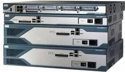 Produktbild von Cisco 2851, 10,100,1000 Mbit/Sek, Ethernet (RJ-45), IOS, 128-bit AES, 192-bit AES, 256-bit AES, 3DES, DES, 2U, Blau, Edelstahl