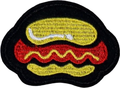 Produktbild von Hot-Dog-Brötchen-Wurst-Emblem-Aufnäher zum Aufbügeln