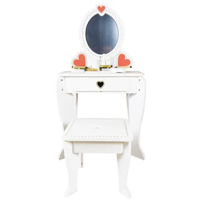 Image de 4iQ Coiffeuse blanche pour enfants Ofelia avec chaise et accessoires 50x33x92,5 cm