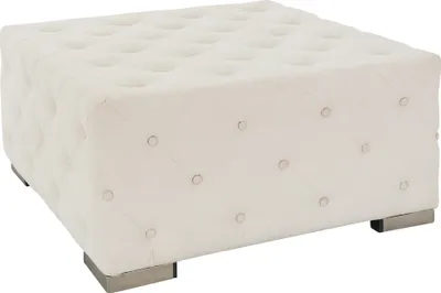 Immagine prodotto di Pouf WOMO-DESIGN XXL, 90x45x90 cm, crema, in lino con piedini in metallo, fatto a mano, cucitura moderna a bottoni, sgabello imbottito sgabello divano sgabello poggiapiedi seduta pouf pouf poggiapiedi