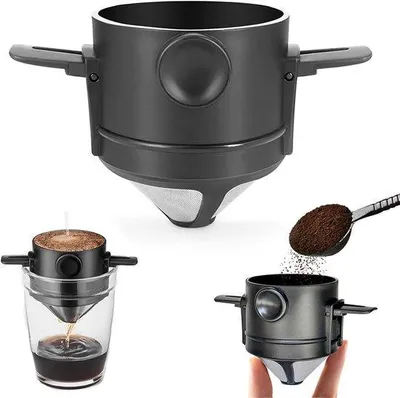 Image de Filtre à café en acier inoxydable, compatible avec les machines à expresso, pour une ou deux tasses. Entonnoir à café en acier inoxydable, filtre à café pour expresso