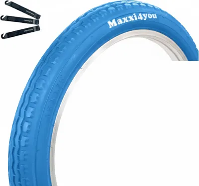 Image de Maxxi4you 1 x pneu vélo HY-145 en bleu bébé 47-355 (18" x 1.75) y compris démonte-pneu maxxi4you