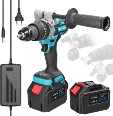 Produktbild von Haushalt 3in1 Multifuctional 13mm Schlagbohrmaschine 21V 120Nm Hammerbohrer Mini Elektroschrauber Drehwege Anpassung 20+1 Gänge Drehmomente einstellbar