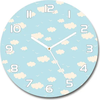 Produktbild von Wanduhr aus Glas 30fi Glasbild Glasuhr Gehärtetes Glas - weisse-zeiger - cloud