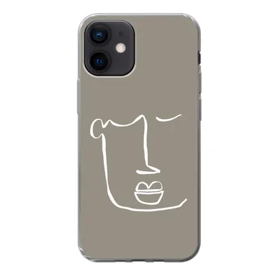 Produktbild von MuchoWow® Handyhülle Schutzhülle Hülle für iPhone 12 Lippen - Abstrakt - Strichzeichnung Silikon Softcase Handy Hülle - Schutzhülle