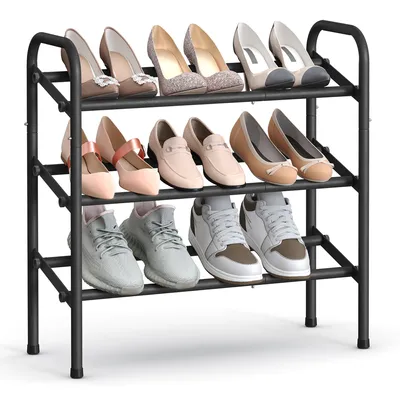 Produktbild von Schuhregal, Schuhständer, 3 Ebenen, Metallregal, verstellbar, Schuhe