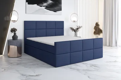Produktbild von Boxspringbett TOKI 140x200 mit 2 Bettkästen, Bonell-Matratze und Topper. Möbel vom Hersteller- Handarbeit! Bett Komplett-Set mit Matratze, Bettkasten & Kopfteil. Modern und robust.