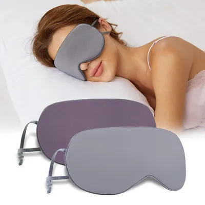 Image de Masque de sommeil réversible en soie pour femmes et hommes, masque de sommeil, pour un sommeil confortable à la maison et en déplacement, gris, violet
