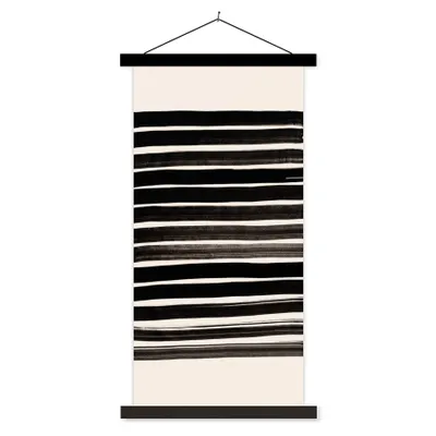Produktbild von MuchoWow® Textilposter Linie - Schwarz - Abstrakt 90x180 cm mit schwarzem Rahmen - Dekoration Wohnzimmer