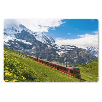 Produktbild von MuchoWow® Mauspad Mousepad Ein roter Zug in den Alpen 27x18 cm - Mousepads - Maus Mat - Pad - Mausunterlage - Büroartikel - Desk Matten