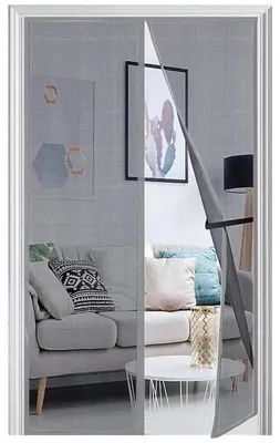 Produktbild von Fliegengitter Balkontür Magnet 75x210cm Grau Verstärkt Ohne Bohren