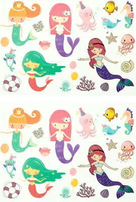 Produktbild von Oblique Unique Temporäre Tattoos Klebetattoos Kinder Tattoo Set Meerjungfrau 36 Stk. mit Seepferdchen Krake Fische