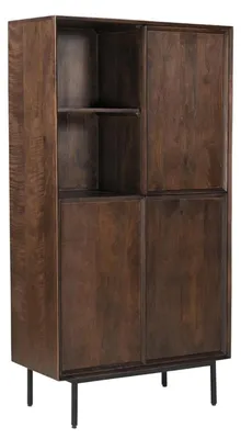Produktbild von Highboard Ravenstein 90 x 170 x 40 cm Mangoholz Stahl Natur Schwarz