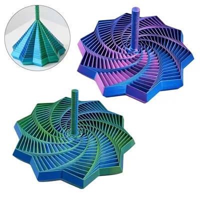 Produktbild von 2er Set 3D Fidget Star mit Griff, Erweiterbarer 4,3 Zoll Sensorischer Fraktal Hexagon Stressball, Spiral Design für Büro & Konzentration