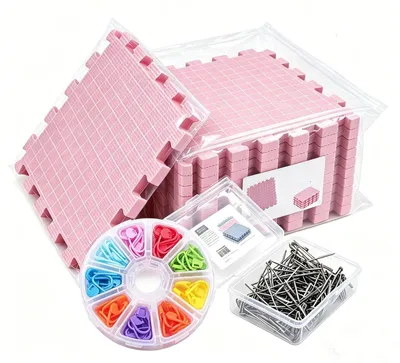 Image de 9 tapis de blocage pour tricot, avec sac de rangement