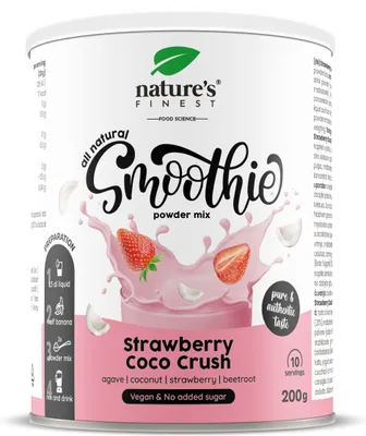 Produktbild von STRAWBERRY COCO CRUSH - Pulver mit Agavenpulver, Kokosnussgetränkepulver, Erdbeerpulver - 200 g