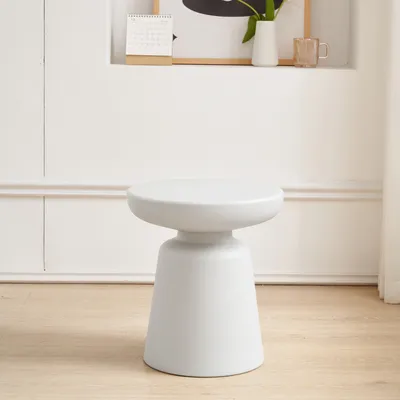 Produktbild von Beistelltisch 'Posio' Sofatisch 44xØ40 cm indoor outdoor Kunststoff rund Weiß