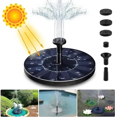 Produktbild von 1.4W Solar Springbrunnen,Wasserspiel Brunnen DIY mit 6 Düsen,200L/H Wasserdurchfluss,Anti-Blockier-Technologie,Fontäne Solar Pumpe Teich Garten