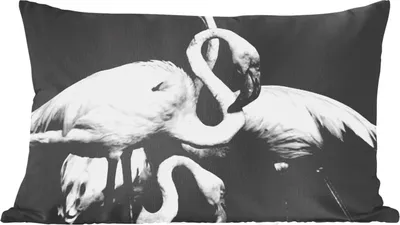 Produktbild von MuchoWow® Zierkissen Sofakissen Wohnzimmer Dekokissen 50x30 cm Flamingos in Schwarz und Weiß - Wohnzimmerdekoration - Polster mit Photo