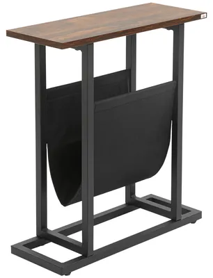 Obrázok produktu pre HOMCOM Odkladací stolík s látkovým vreckom, stolík k pohovke, konferenčný stolík, tmavohnedý