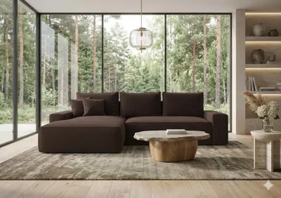 Produktbild von CORNERO Ecksofa mit Schlaffunktion CALIFORNIA in L-Form mit Bettkasten Sofa mit Schlaffunktion Couch mit Stauraum Braun Ottomane links