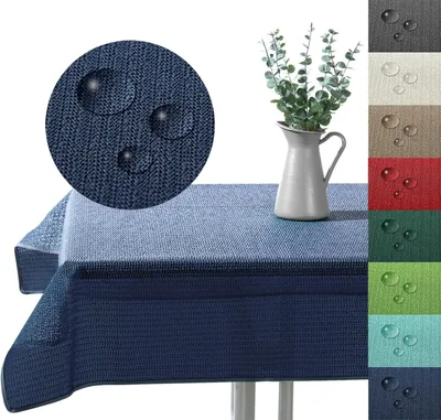 Productafbeelding van Outdoor tafelkleed - Tuintafelkleed waterdicht - Bescherming en decoratie - Weerbestendig antislip - 130 x 220 cm - Donkerblauw