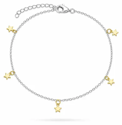 Produktbild von Fußkette Fußkettchen Sterne gold 925 Silber Damen verstellbar