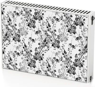 Produktbild von Schwarze Und Weiße Blumen – Magnetische Heizkörperabdeckung – 80x60 cm – Magnet Heizkörperabdeckung – 3D Würfel – Heizkörperverkleidung – Magnetische Wandverkleidung – Wetterfest