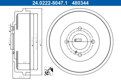 Produktbild von ATE Bremstrommel x 24.0222-8047.1