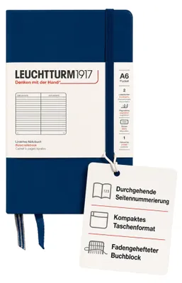 Produktbild von LEUCHTTURM1917 342918 Notizbuch Pocket (A6), Hardcover, liniert, marine