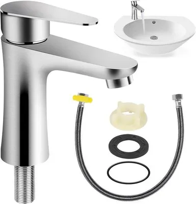 Image de Robinet de salle de bains, acier inoxydable, 60 cm, robinet d'eau froide, robinet de lavabo