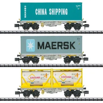 Immagine prodotto di Minitrix 18703 Set di vagoni merci per il trasporto di container