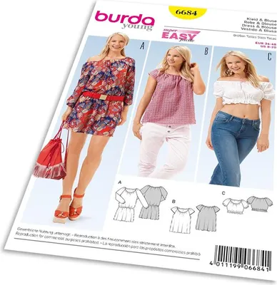 Produktbild von 6684 Kleid, Bluse, Kurzbluse, Gummidurchzug, Burda