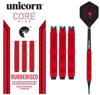 Produktbild von Unicorn Core Plus Rubberised Red Brass Soft Darts - 16g -- 1 Satz