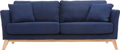 Produktbild von Miliboo - Sofa skandinavisch 3 Plätze Dunkelblau Holzbeine OSLO