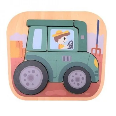 Image de Puzzle en bois Tracteur de ferme 12m+