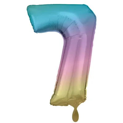 Obrázok produktu pre Fóliový balón číslo 7 dúhová pastelová farba 57 x 86 cm