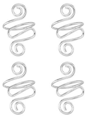 Häkelschutzringe, 4 Stück, silber, 2,5 cm, 1,7 cm